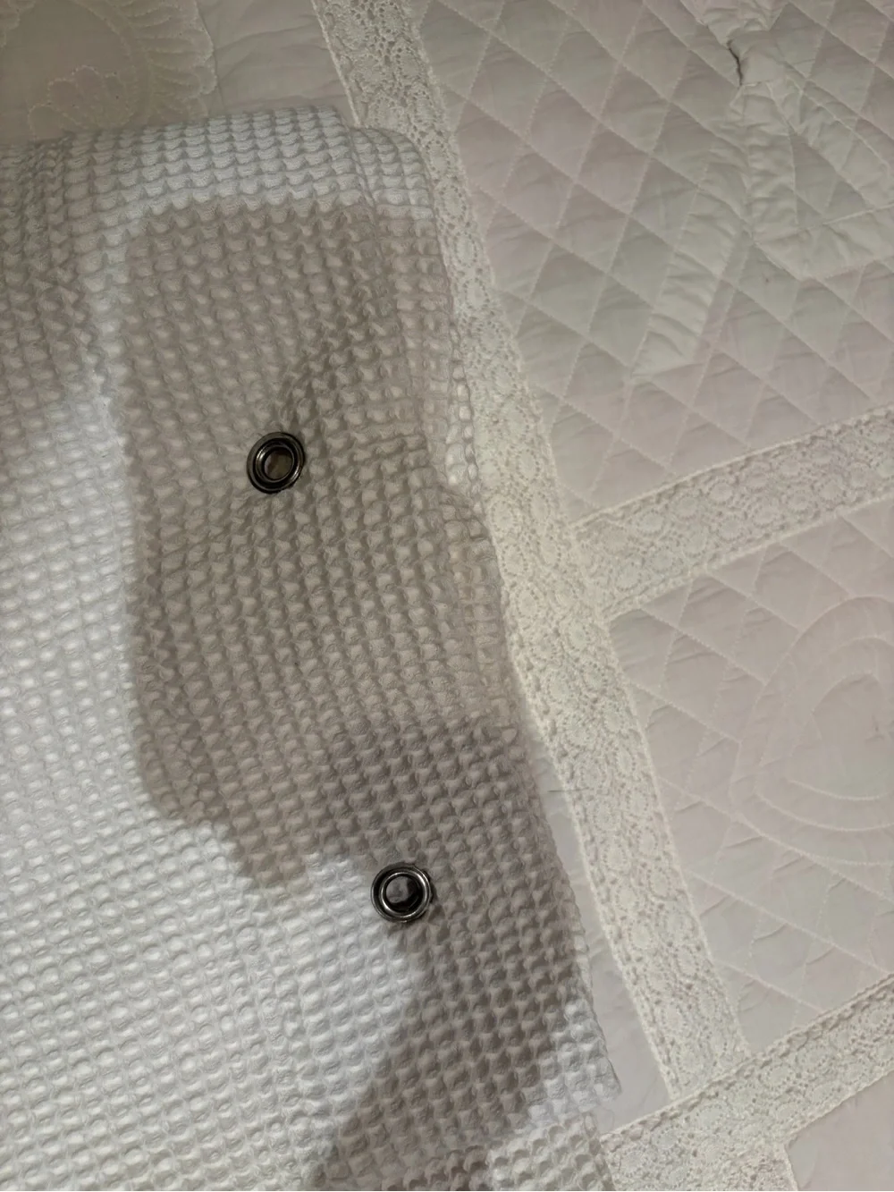 Pottery Barn Waffle Weave Cotton Shower Curtain - White